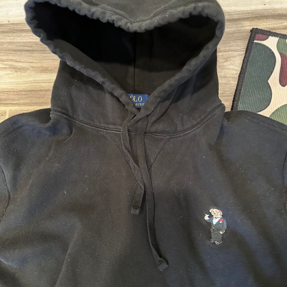 Polo Ralph Lauren Tuxedo Bear Graphic Black Pull Over Hoodie